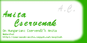 anita cservenak business card